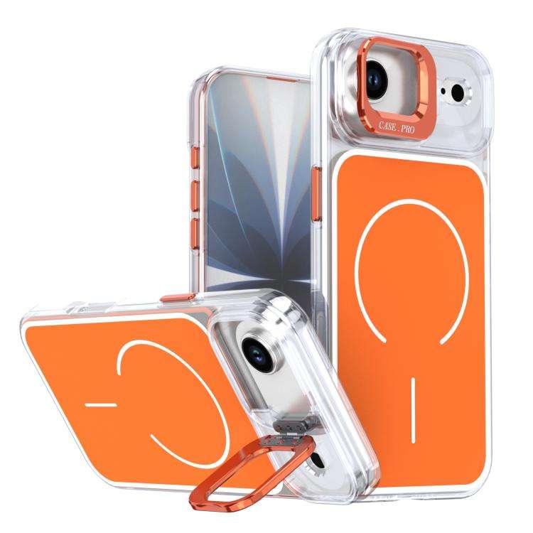 Bright Color Blocking Camera Bracket Magnetic Phone Case, For iPhone 18 Pro, For iPhone 18 Pro Ma...