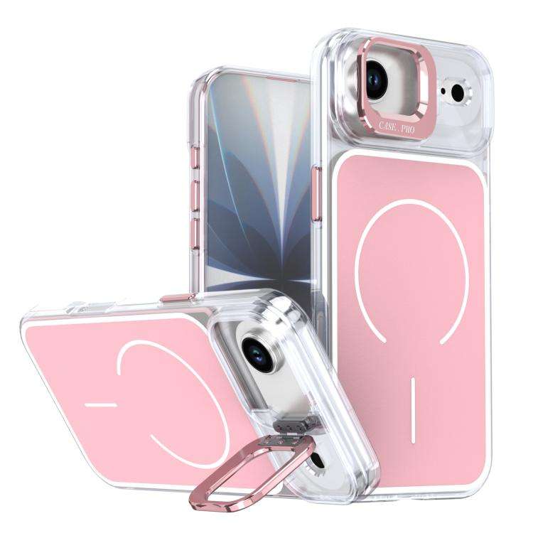 Bright Color Blocking Camera Bracket Magnetic Phone Case, For iPhone 18 Pro, For iPhone 18 Pro Ma...
