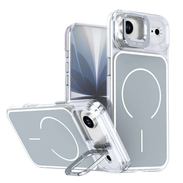 Bright Color Blocking Camera Bracket Magnetic Phone Case, For iPhone 18 Pro, For iPhone 18 Pro Ma...
