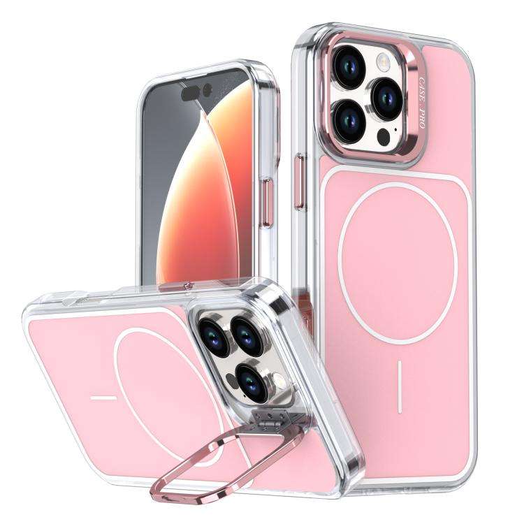 Bright Color Blocking Camera Bracket Magnetic Phone Case, For iPhone 18 Pro, For iPhone 18 Pro Ma...