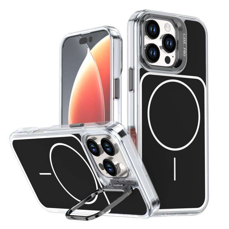 Bright Color Blocking Camera Bracket Magnetic Phone Case, For iPhone 18 Pro, For iPhone 18 Pro Ma...