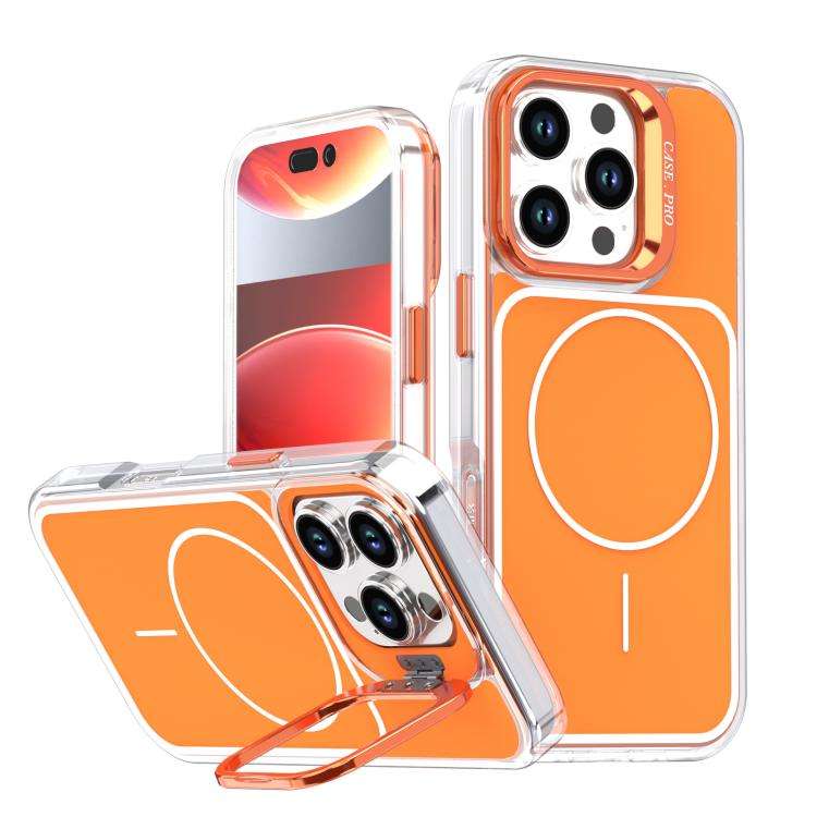 Bright Color Blocking Camera Bracket Magnetic Phone Case, For iPhone 16 Pro, For iPhone 16 Plus, ...