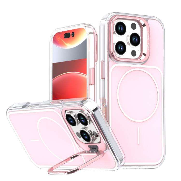 Bright Color Blocking Camera Bracket Magnetic Phone Case, For iPhone 16 Pro, For iPhone 16 Plus, ...