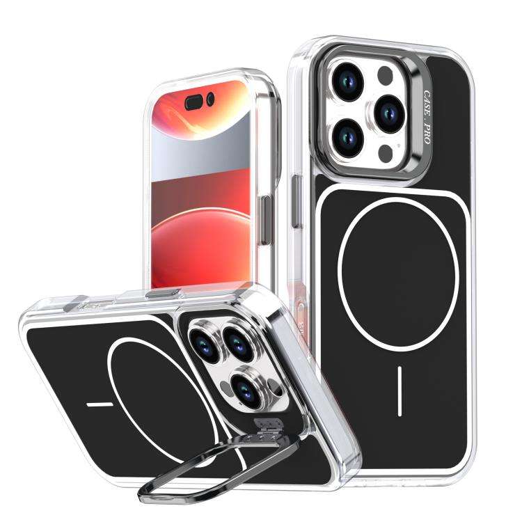 Bright Color Blocking Camera Bracket Magnetic Phone Case, For iPhone 16 Pro, For iPhone 16 Plus, ...
