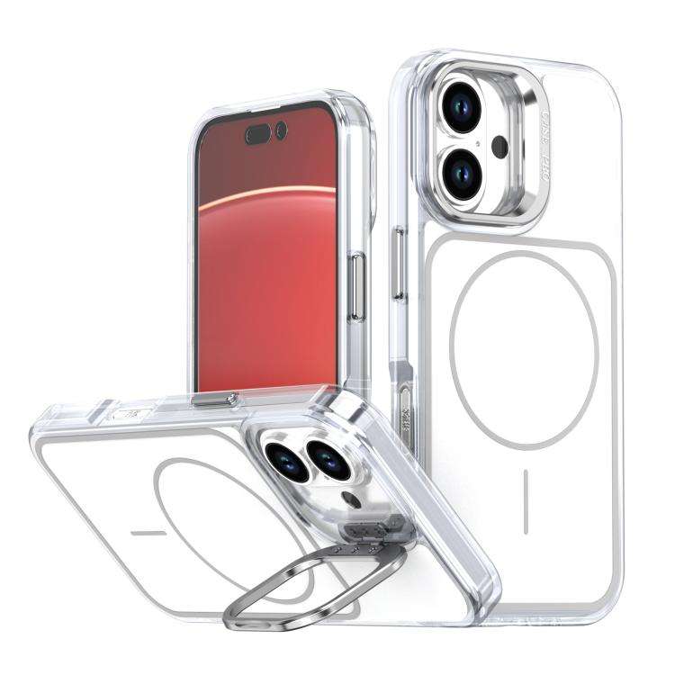 Bright Color Blocking Camera Bracket Magnetic Phone Case, For iPhone 16 Pro, For iPhone 16 Plus, ...