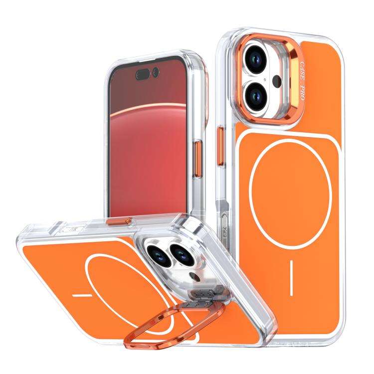Bright Color Blocking Camera Bracket Magnetic Phone Case, For iPhone 16 Pro, For iPhone 16 Plus, ...