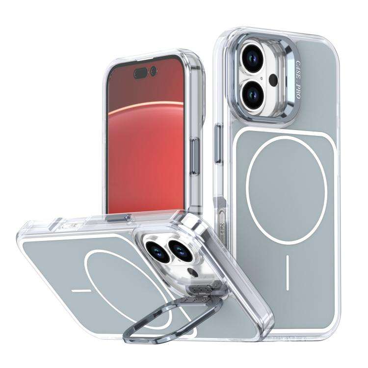 Bright Color Blocking Camera Bracket Magnetic Phone Case, For iPhone 16 Pro, For iPhone 16 Plus, ...
