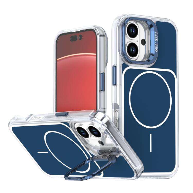 Bright Color Blocking Camera Bracket Magnetic Phone Case, For iPhone 16 Pro, For iPhone 16 Plus, ...