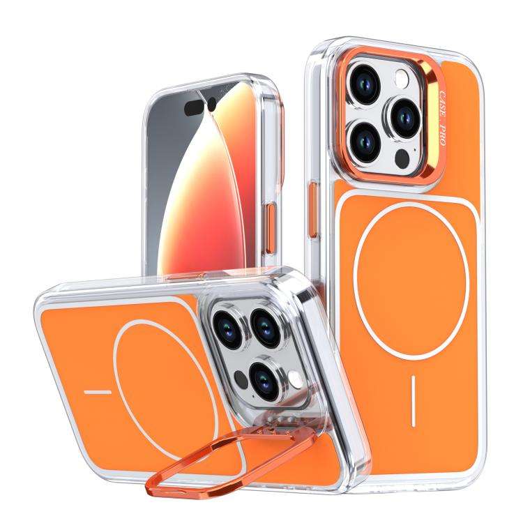 Bright Color Blocking Camera Bracket Magnetic Phone Case, For iPhone 16 Pro, For iPhone 16 Plus, ...