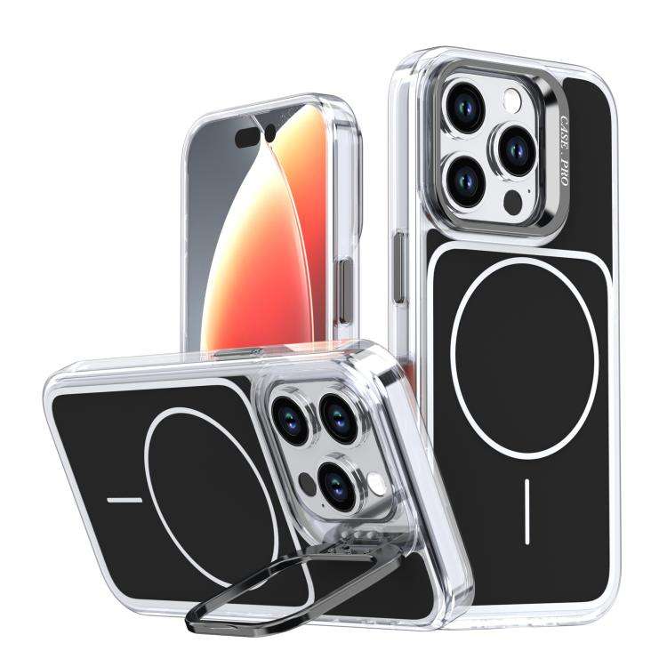 Bright Color Blocking Camera Bracket Magnetic Phone Case, For iPhone 16 Pro, For iPhone 16 Plus, ...