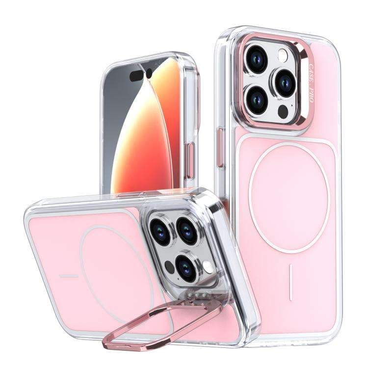 Bright Color Blocking Camera Bracket Magnetic Phone Case, For iPhone 16 Pro, For iPhone 16 Plus, ...