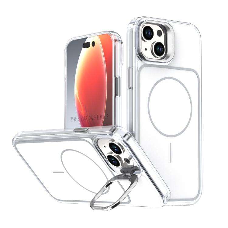 Bright Color Blocking Camera Bracket Magnetic Phone Case, For iPhone 16 Pro, For iPhone 16 Plus, ...