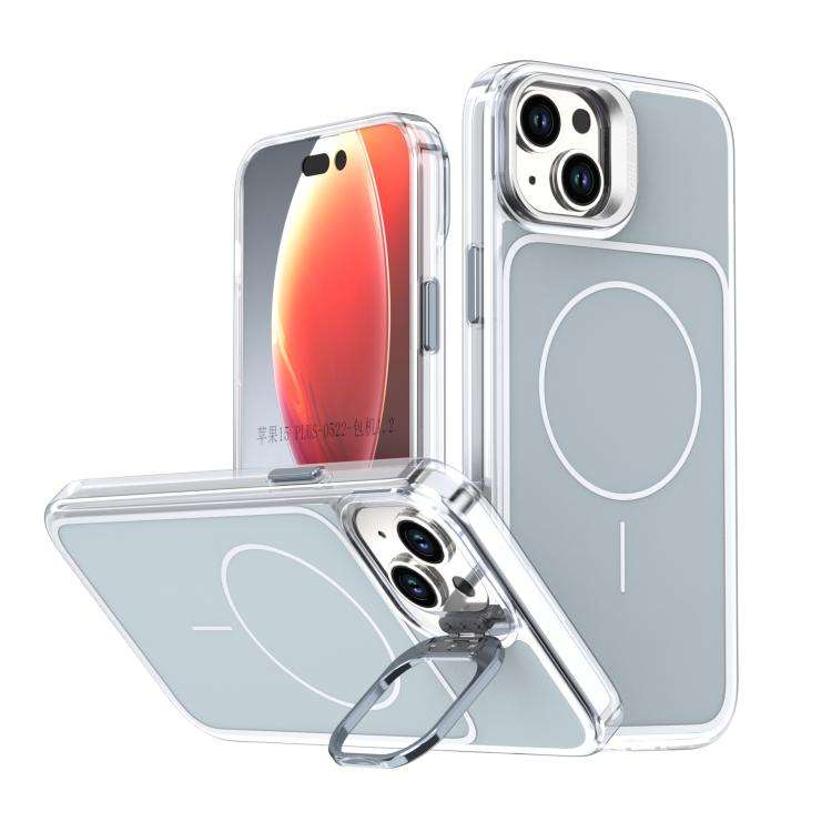 Bright Color Blocking Camera Bracket Magnetic Phone Case, For iPhone 16 Pro, For iPhone 16 Plus, ...