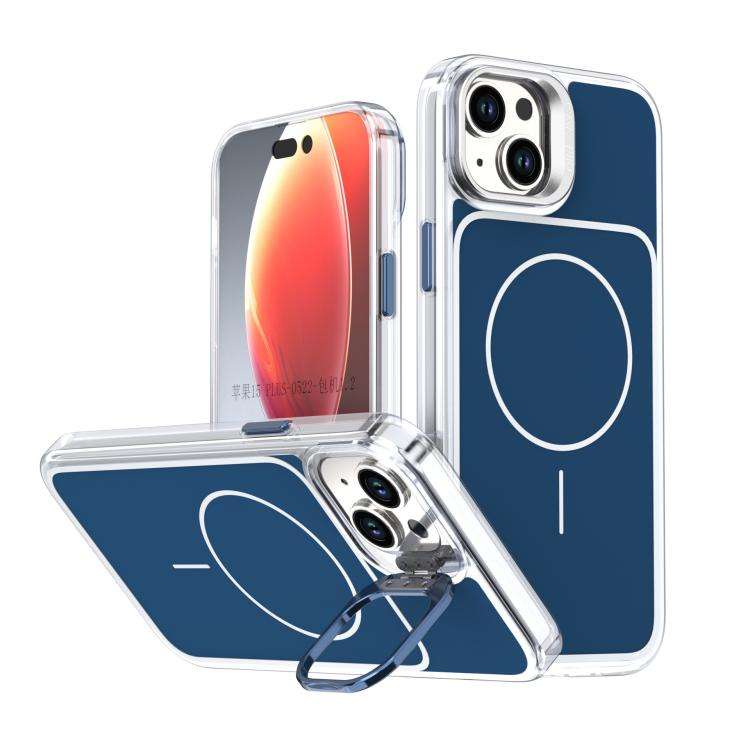 Bright Color Blocking Camera Bracket Magnetic Phone Case, For iPhone 16 Pro, For iPhone 16 Plus, ...
