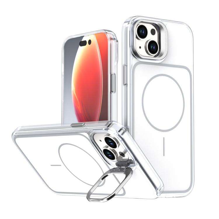 Bright Color Blocking Camera Bracket Magnetic Phone Case, For iPhone 16 Pro, For iPhone 16 Plus, ...
