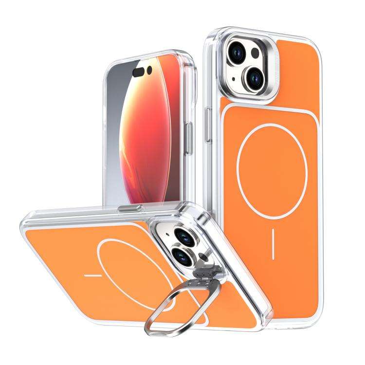 Bright Color Blocking Camera Bracket Magnetic Phone Case, For iPhone 16 Pro, For iPhone 16 Plus, ...
