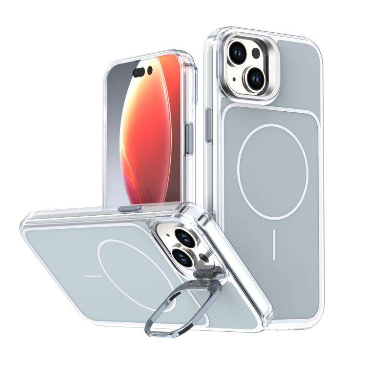 Bright Color Blocking Camera Bracket Magnetic Phone Case, For iPhone 16 Pro, For iPhone 16 Plus, ...