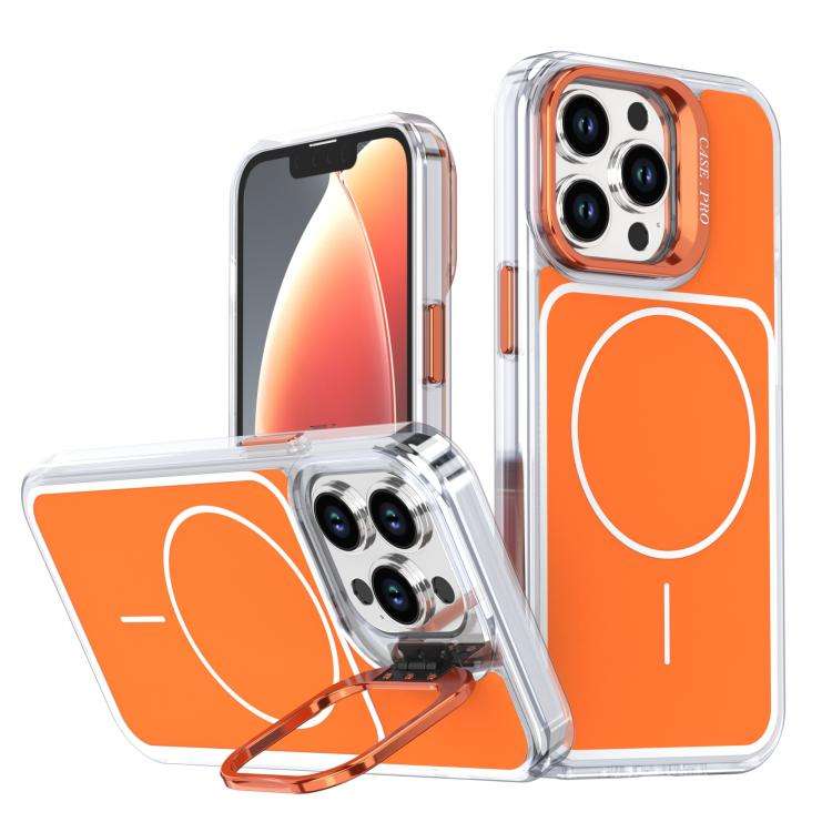Bright Color Blocking Camera Bracket Magnetic Phone Case, For iPhone 14 Pro, For iPhone 14 Pro Ma...