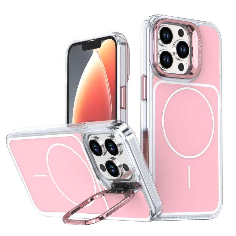 Bright Color Blocking Camera Bracket Magnetic Phone Case, For iPhone 14 Pro, For iPhone 14 Pro Ma...
