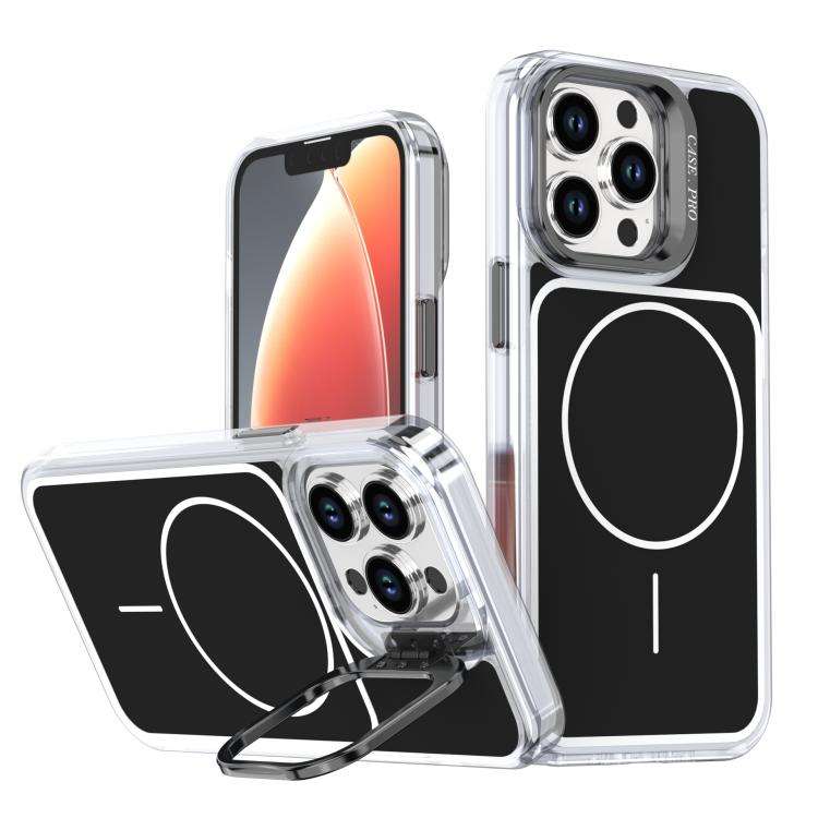 Bright Color Blocking Camera Bracket Magnetic Phone Case, For iPhone 14 Pro, For iPhone 14 Pro Ma...