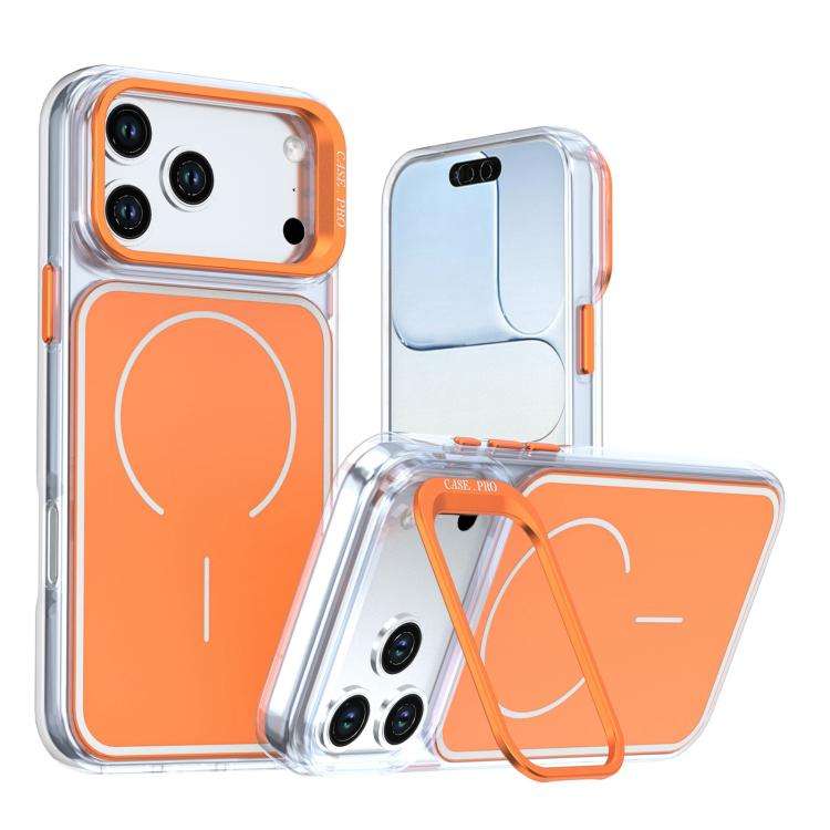 Bright Color Blocking Camera Bracket Magnetic Phone Case, For iPhone 18 Pro, For iPhone 18 Pro Ma...