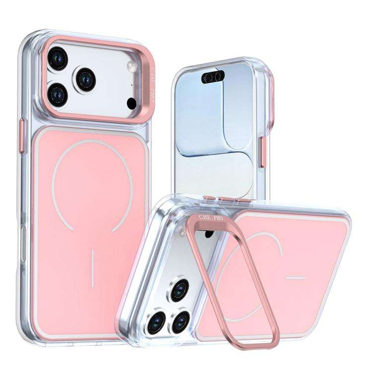 Bright Color Blocking Camera Bracket Magnetic Phone Case, For iPhone 18 Pro, For iPhone 18 Pro Ma...
