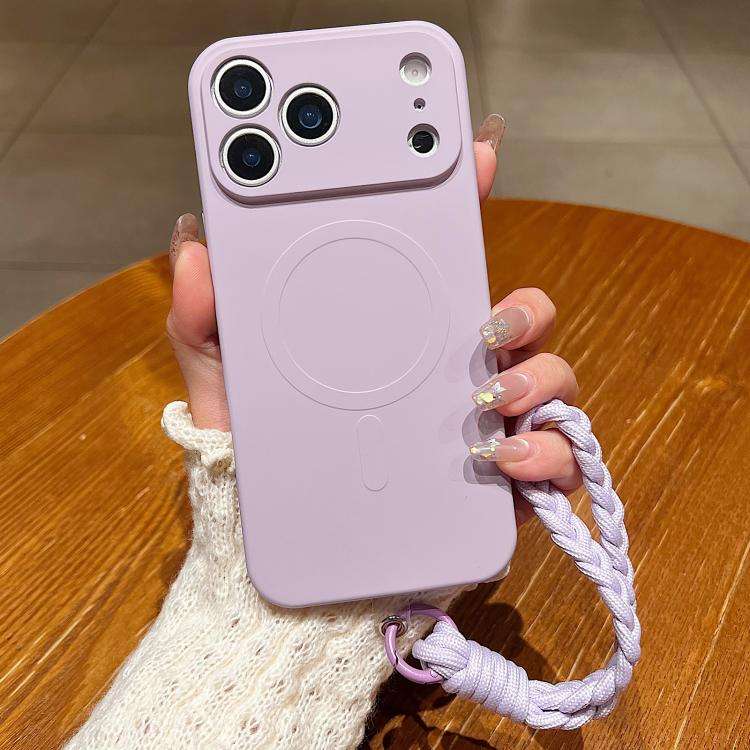 Solid Color Liquid Silicone Magnetic Phone Case with Lanyard, For iPhone 17 Pro Max, For iPhone 1...
