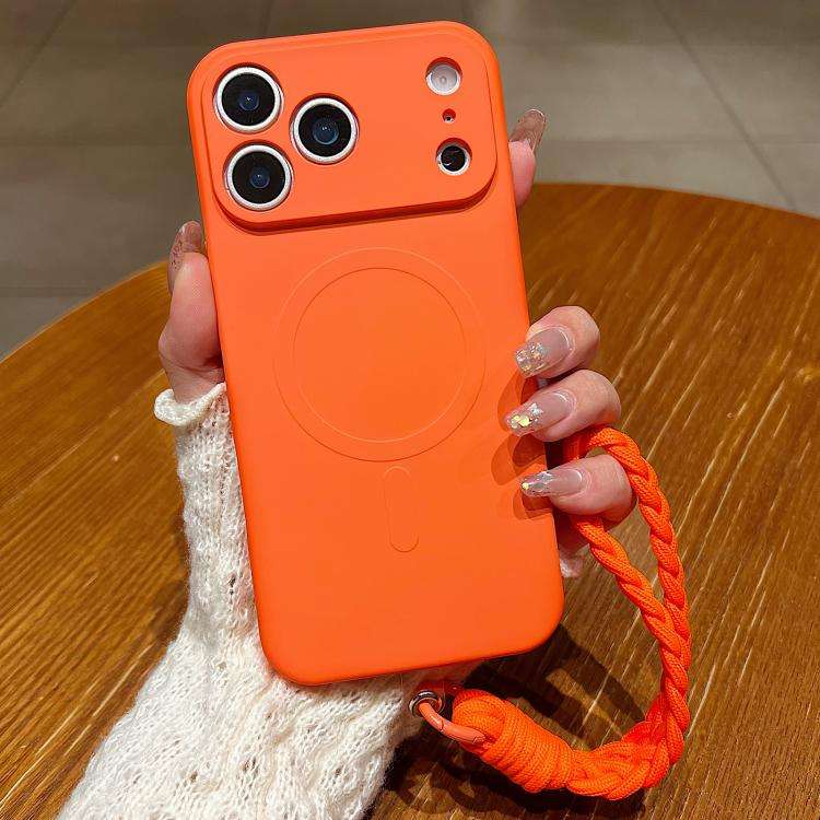Solid Color Liquid Silicone Magnetic Phone Case with Lanyard, For iPhone 17 Pro Max, For iPhone 1...