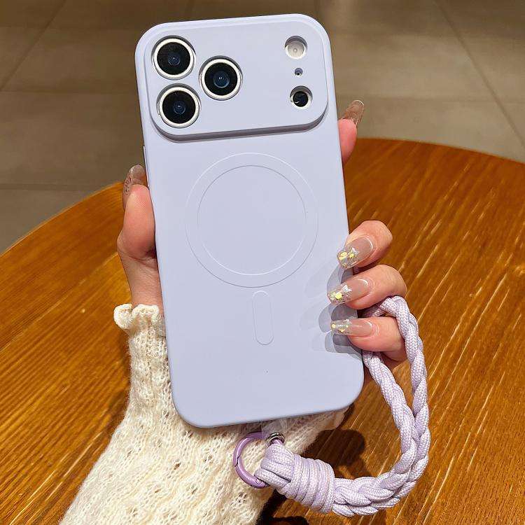 Solid Color Liquid Silicone Magnetic Phone Case with Lanyard, For iPhone 17 Pro Max, For iPhone 1...