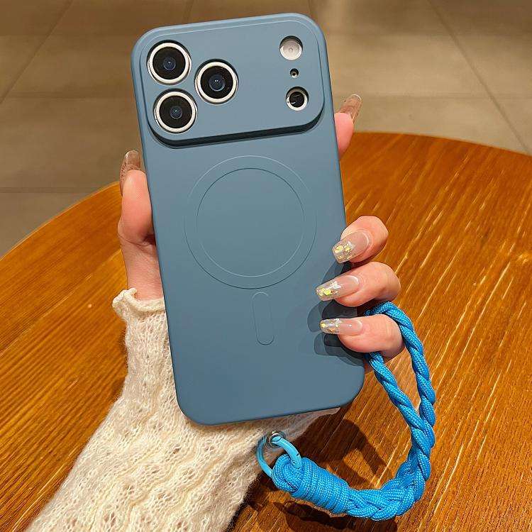Solid Color Liquid Silicone Magnetic Phone Case with Lanyard, For iPhone 17 Pro Max, For iPhone 1...
