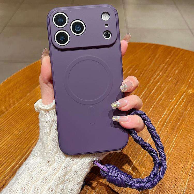 Solid Color Liquid Silicone Magnetic Phone Case with Lanyard, For iPhone 17 Pro Max, For iPhone 1...