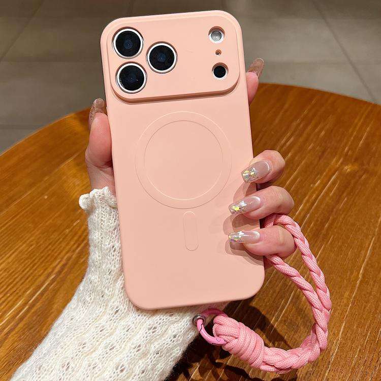 Solid Color Liquid Silicone Magnetic Phone Case with Lanyard, For iPhone 17 Pro Max, For iPhone 1...