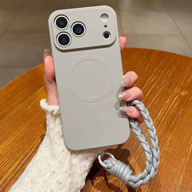 Solid Color Liquid Silicone Magnetic Phone Case with Lanyard, For iPhone 17 Pro Max, For iPhone 1...