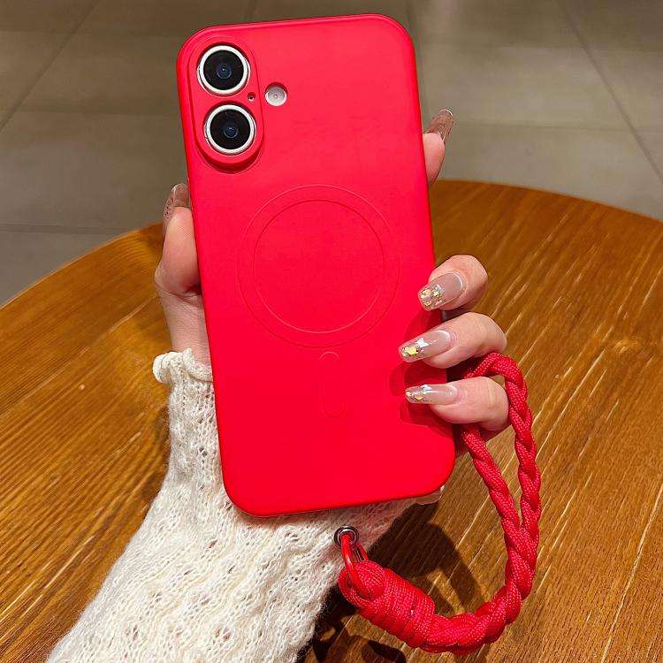 Solid Color Liquid Silicone Magnetic Phone Case with Lanyard, For iPhone 17 Pro Max, For iPhone 1...