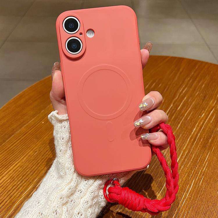 Solid Color Liquid Silicone Magnetic Phone Case with Lanyard, For iPhone 17 Pro Max, For iPhone 1...