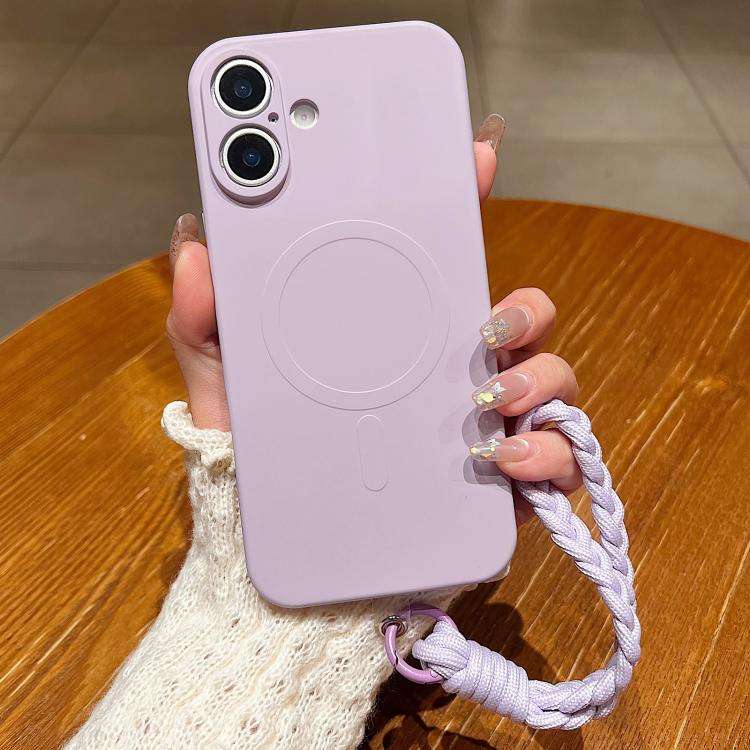 Solid Color Liquid Silicone Magnetic Phone Case with Lanyard, For iPhone 17 Pro Max, For iPhone 1...