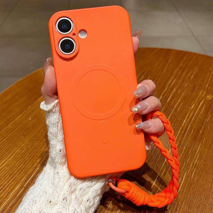 Solid Color Liquid Silicone Magnetic Phone Case with Lanyard, For iPhone 17 Pro Max, For iPhone 1...