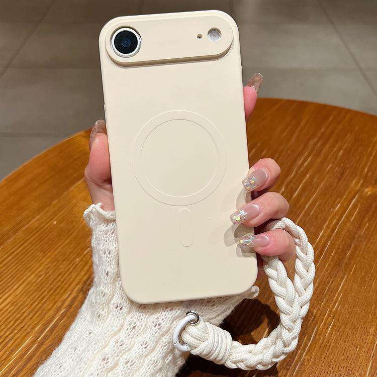 Solid Color Liquid Silicone Magnetic Phone Case with Lanyard, For iPhone Air, For iPhone 16 Pro M...