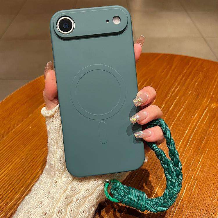 Solid Color Liquid Silicone Magnetic Phone Case with Lanyard, For iPhone Air, For iPhone 16 Pro M...