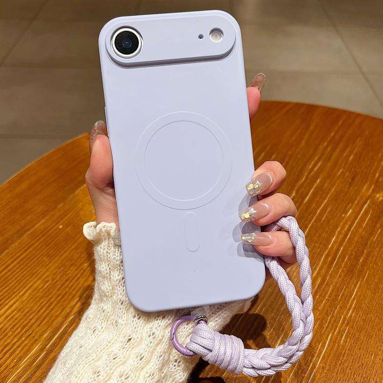 Solid Color Liquid Silicone Magnetic Phone Case with Lanyard, For iPhone Air, For iPhone 16 Pro M...