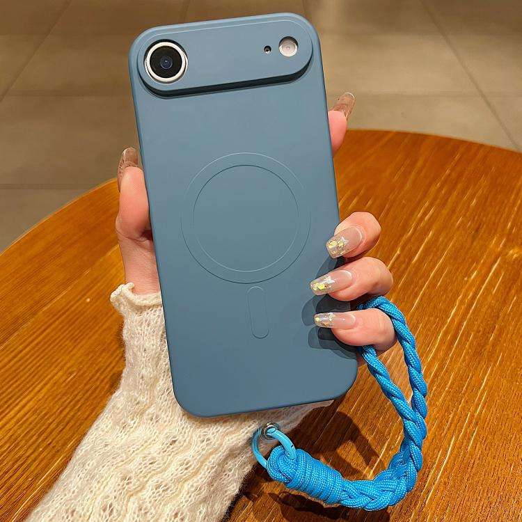 Solid Color Liquid Silicone Magnetic Phone Case with Lanyard, For iPhone Air, For iPhone 16 Pro M...