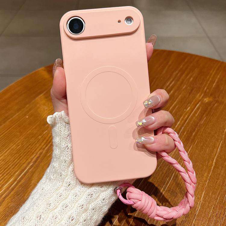 Solid Color Liquid Silicone Magnetic Phone Case with Lanyard, For iPhone Air, For iPhone 16 Pro M...