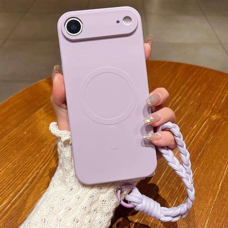 Solid Color Liquid Silicone Magnetic Phone Case with Lanyard, For iPhone Air, For iPhone 16 Pro M...