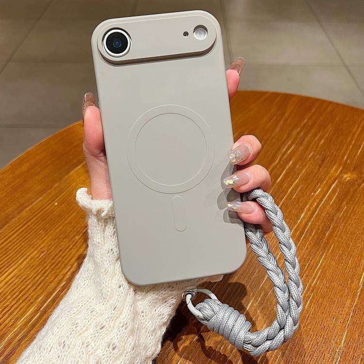Solid Color Liquid Silicone Magnetic Phone Case with Lanyard, For iPhone Air, For iPhone 16 Pro M...