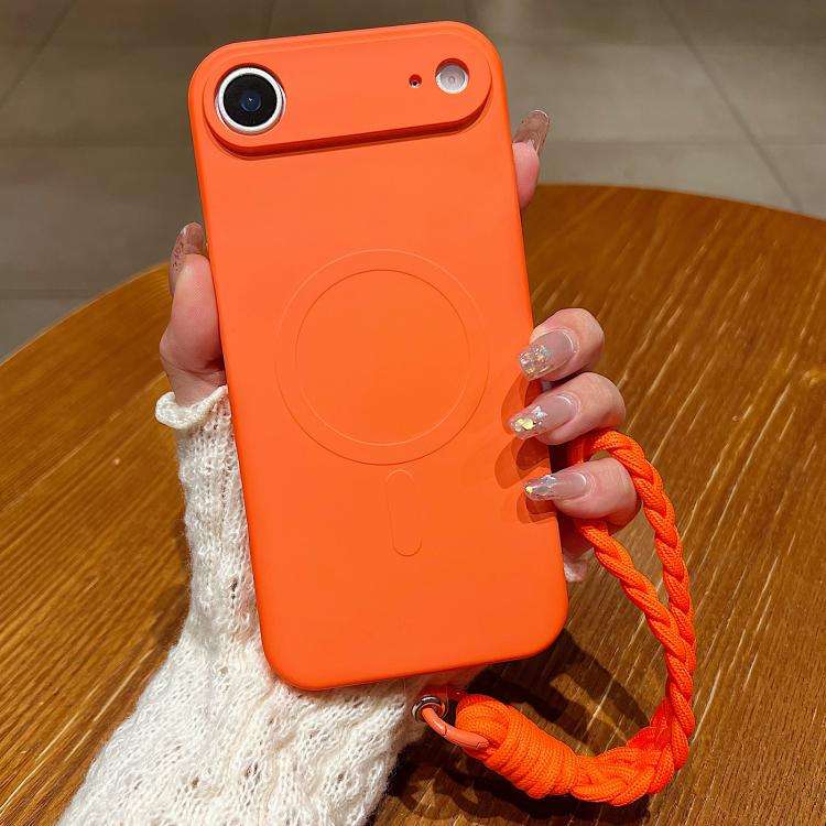 Solid Color Liquid Silicone Magnetic Phone Case with Lanyard, For iPhone Air, For iPhone 16 Pro M...