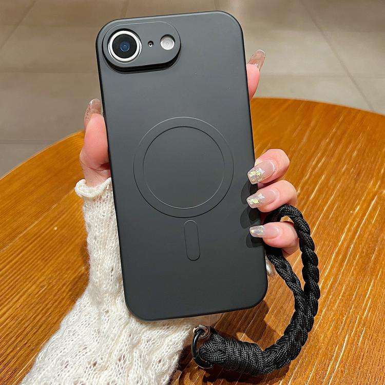 Solid Color Liquid Silicone Magnetic Phone Case with Lanyard, For iPhone 18 Pro, For iPhone 18 Pr...