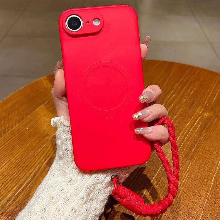 Solid Color Liquid Silicone Magnetic Phone Case with Lanyard, For iPhone 18 Pro, For iPhone 18 Pr...