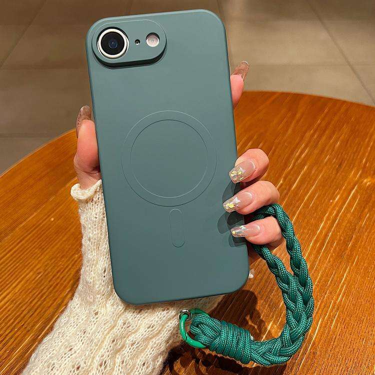 Solid Color Liquid Silicone Magnetic Phone Case with Lanyard, For iPhone 18 Pro, For iPhone 18 Pr...