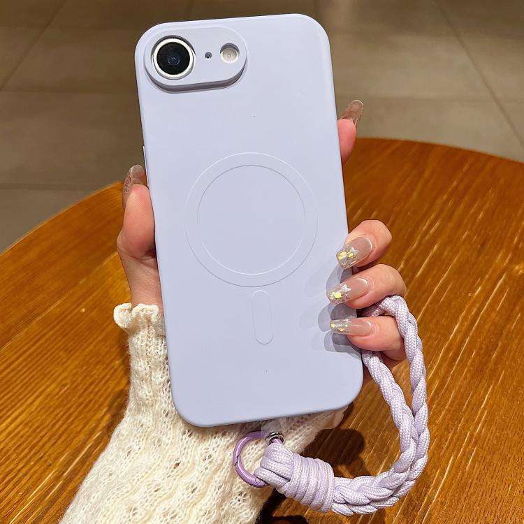 Solid Color Liquid Silicone Magnetic Phone Case with Lanyard, For iPhone 18 Pro, For iPhone 18 Pr...