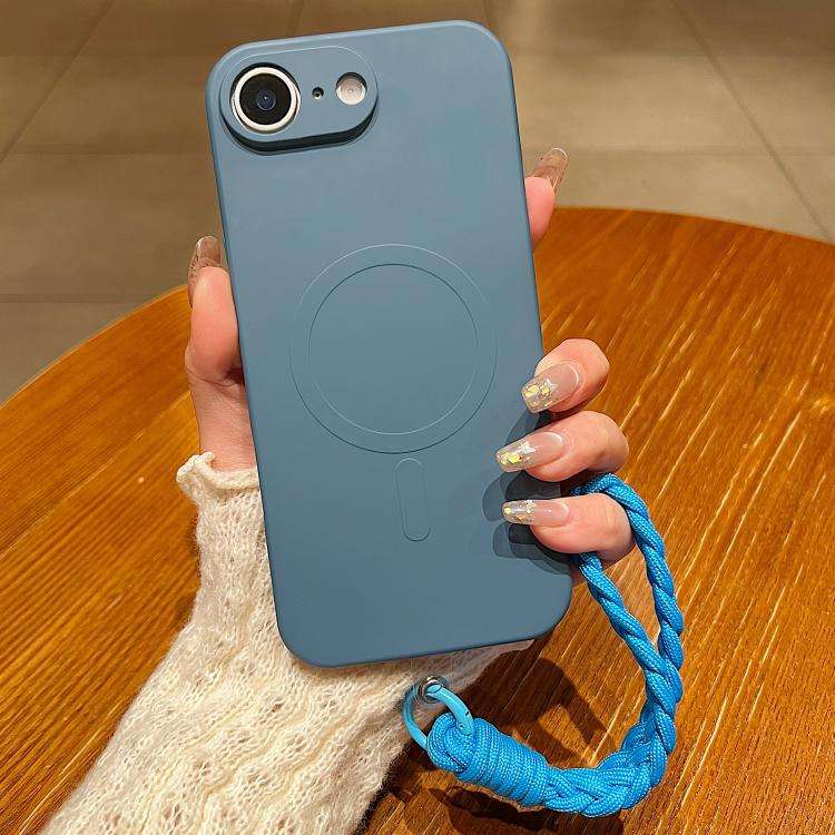Solid Color Liquid Silicone Magnetic Phone Case with Lanyard, For iPhone 18 Pro, For iPhone 18 Pr...
